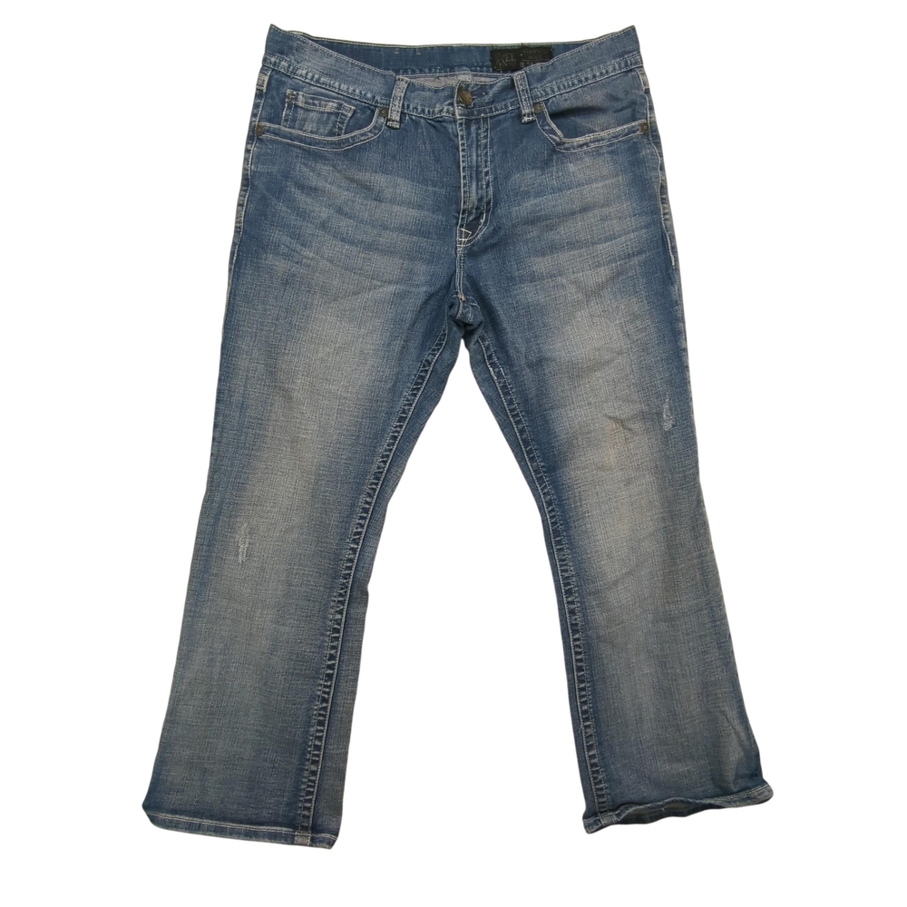 Axel Jeans Mens 36x30 Vintage Boot Distressed Denim Blue Embroidered Pockets